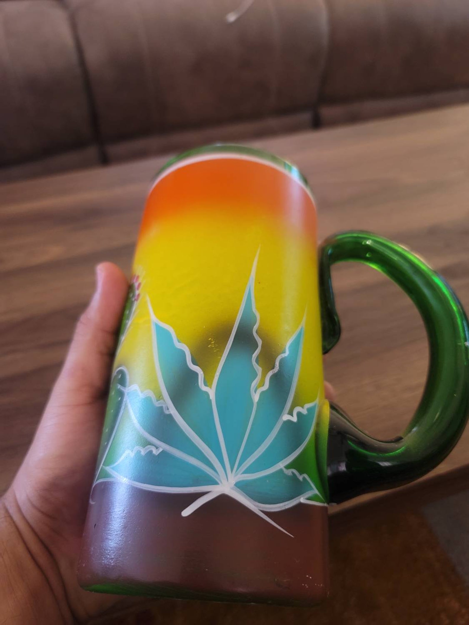 Mexican glass hand made 32 oz. Mug. Beer mug BIG new. Etsy