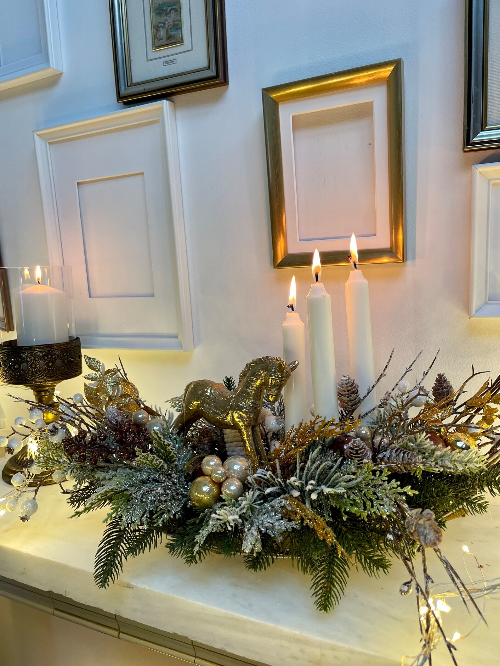 Gold Christmas Table Centerpiece Long Xmas Flower Arrangement Etsy