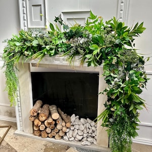 Elegant greenery garland with Eucalyptus Artificial plant decor real tach fake plants Garland for fireplace mantelpiece and home decoration
