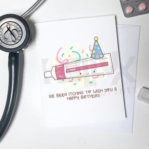 Démangeaisons joyeux anniversaire - Jeu de mots médical cartes de voeux - cadeaux de soins de santé - infirmière docteur dermatologie - sentiments célébration d'anniversaire