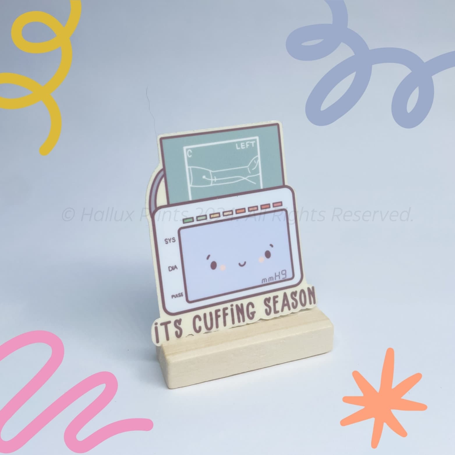 Its Cuffing Season - blood pressure cuff medical vinyl pun sticker for doctors physicians nurses pharmacists rn lpn healthcare professional