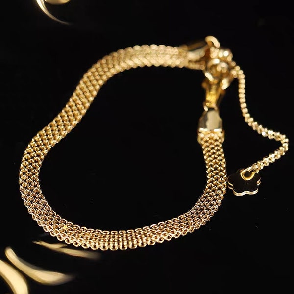 18K Gold Mesh Chain Bracelet Cable Chain Bracelets 18K Gold Bismarck Chain Bracelets 18K Gold Bracelets