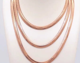 14K Rose Gold Herringbone Chain 14K Rose Gold Snake Chains