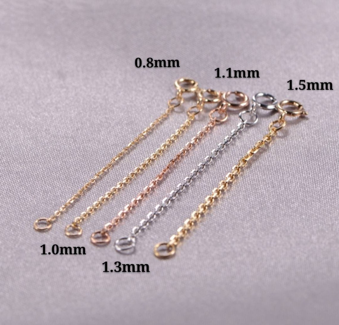 18K SOLID Gold Extender Chains White Gold Rose Gold Yellow Etsy