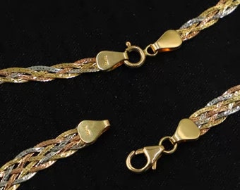 Collana A Catena Rullo In Argento 925 Placcato Oro Rosa - Foto 11