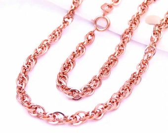 14K Rose Gold Singapore Chain 14K Rose Gold Rope Chain Twist Cable Chain