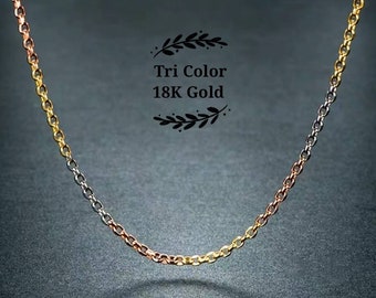 Tri Color 18k Gold O Link Rolo Chain 