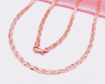 14K Rose Gold Weave Snake Chain 14K Rose Gold Braided Snake Chain