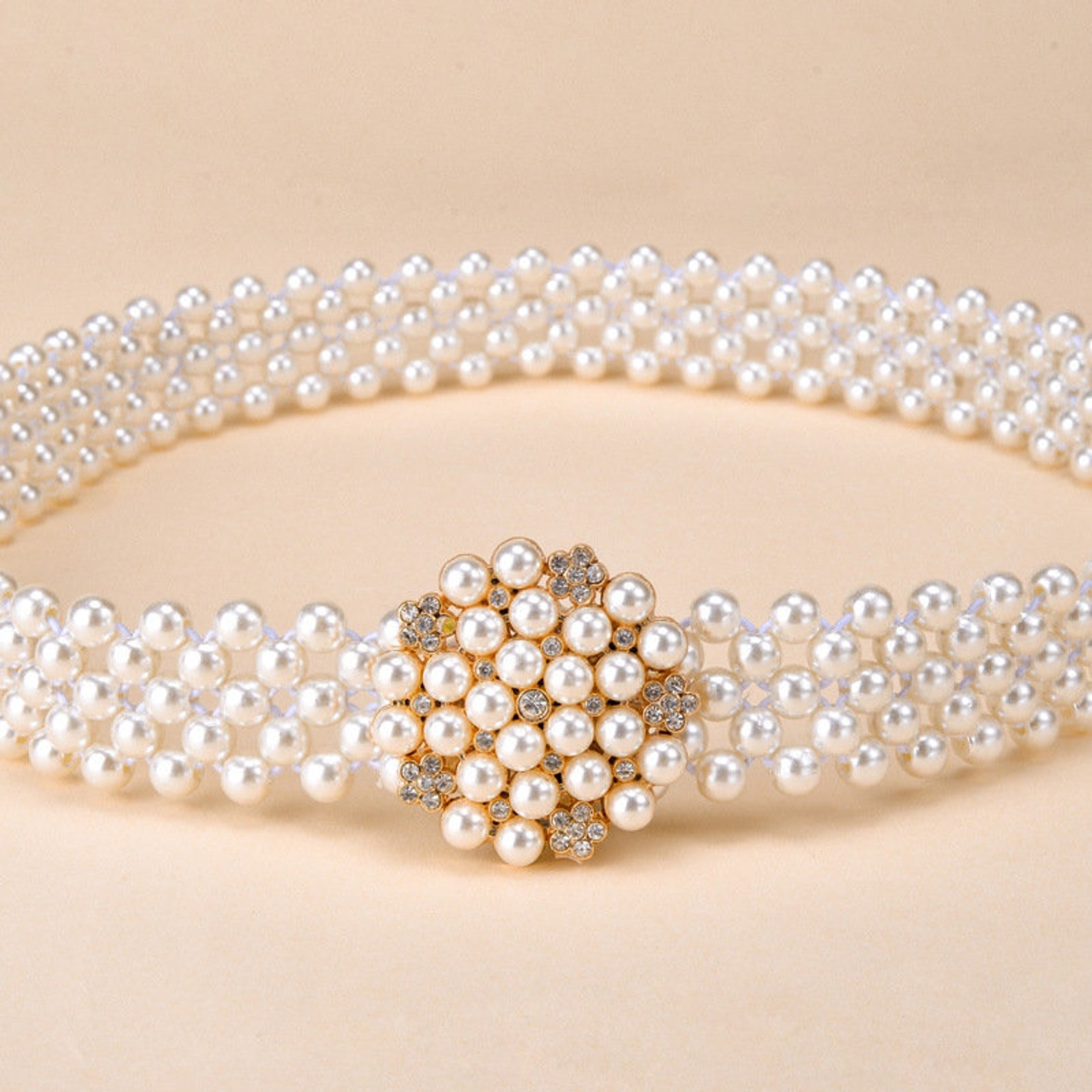 Pearl belt womens Thin pearl beltchain BeltSweet knotted Etsy