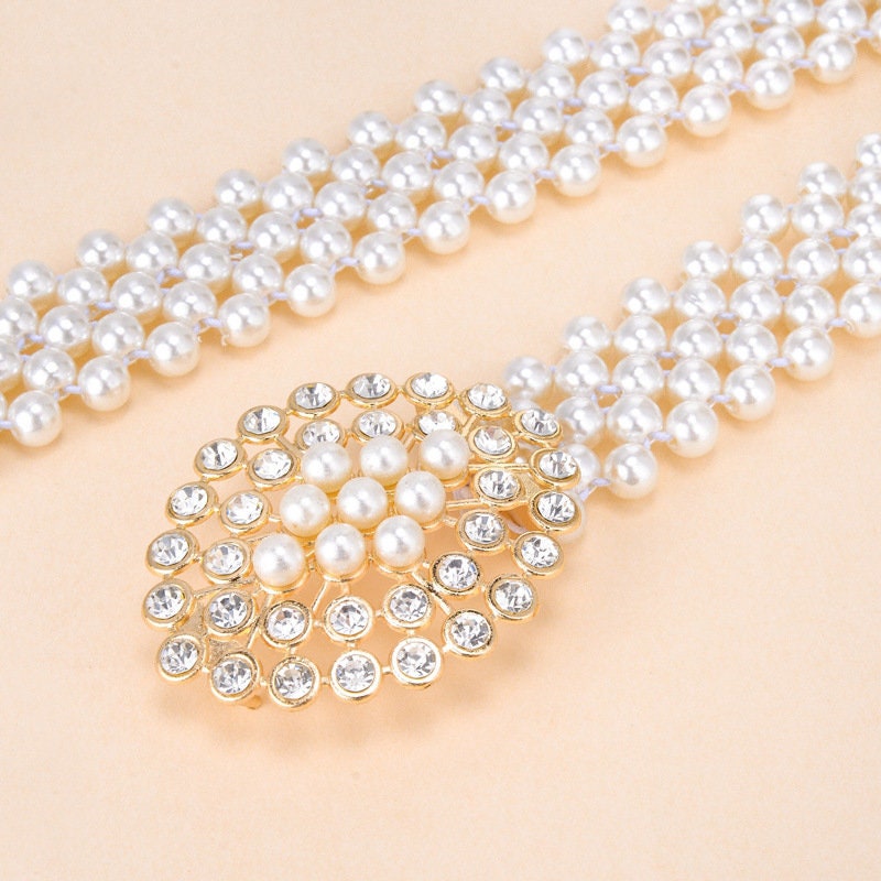 Pearl belt womens Thin pearl beltchain BeltSweet knotted Etsy