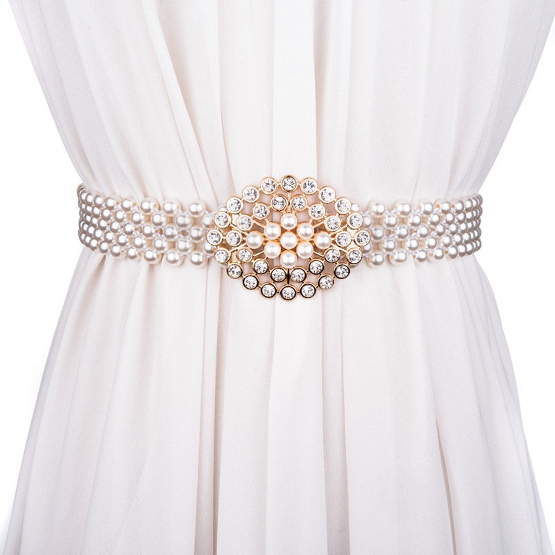 Pearl belt womens Thin pearl beltchain BeltSweet knotted Etsy