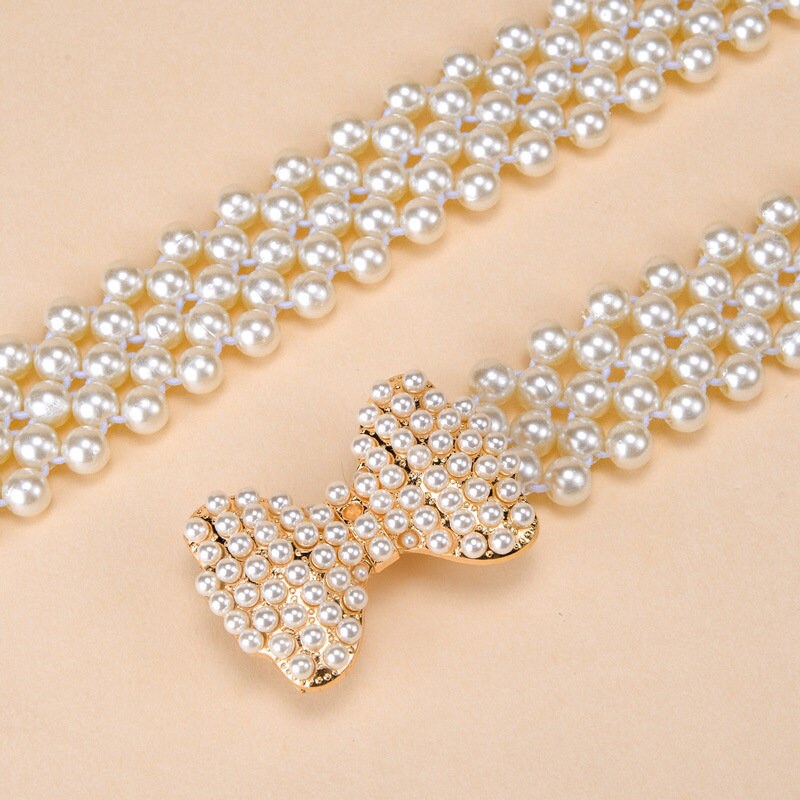 Pearl belt womens Thin pearl beltchain BeltSweet knotted Etsy