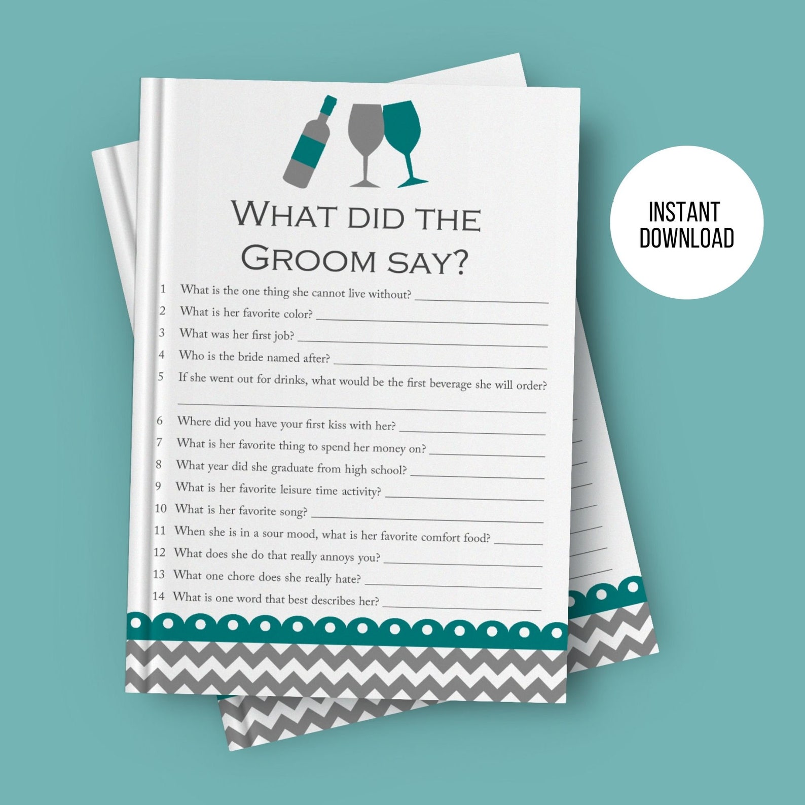 Printable What Did the Groom Say Bridal Shower Game Groom Etsy
