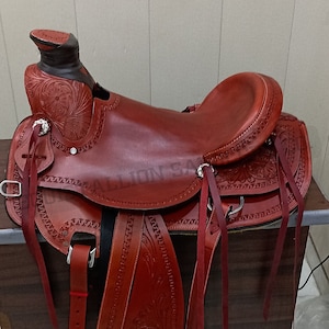 Premium Leder New Western-Wade-Baum-Sattel Roping-Ranch-Arbeit Etasterianer-Trail-Pferdesattel-Tack-Set