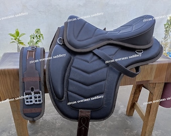 treeless freemax leather softy saddle premium horse tack brown leather English saddle 10 inch to 18 inch