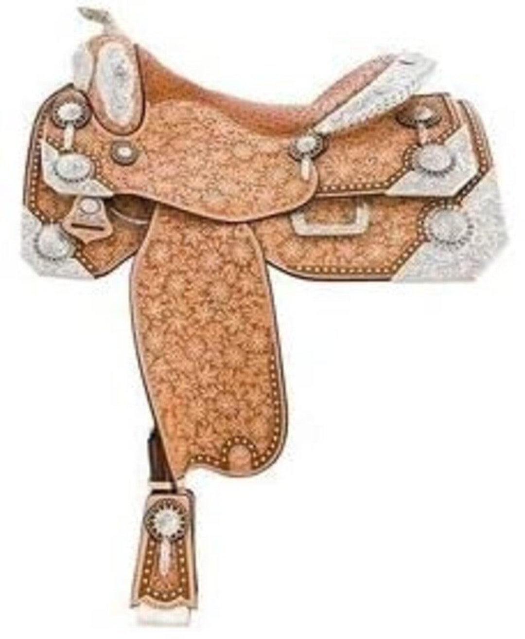 Western Show Saddle Silver Genuine Cowhide Leather Western