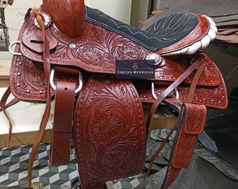 Youth western saddles - Barrel Racing Premium Leather Treeless Horse Saddle Tack