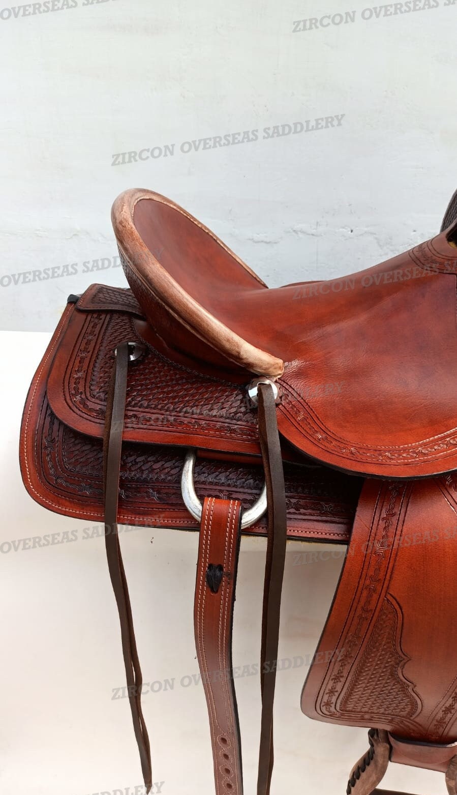 Parafanghi Sella Western In Vera Pelle - Intagliati A Mano, Venduti In Coppia ST-001