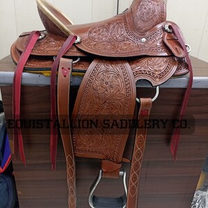 New Leather western wade tree ranch roping saddle A Fork Premium horse riding tack 10 to 18 inch seat by EQUISTALLION