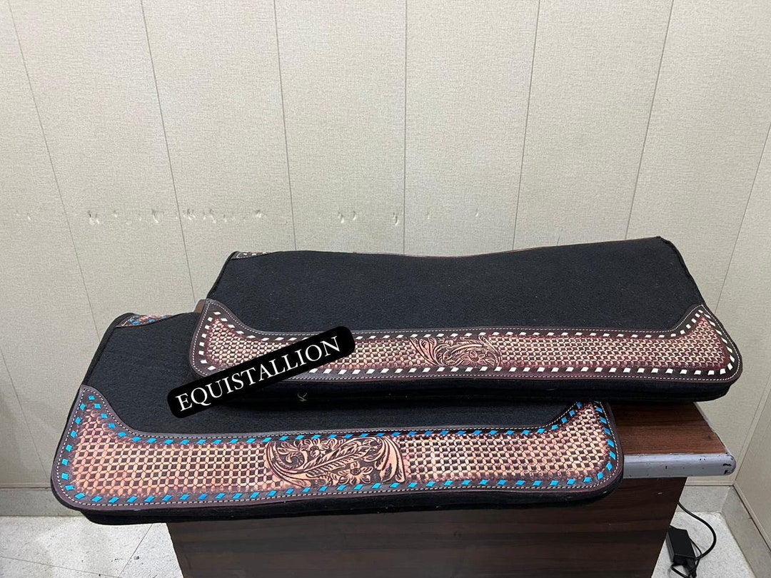 Handtooled Western Saddle Pad 2 Rawhide Shades Western All Colors Teal Felt 1 Thick Saddle Pad