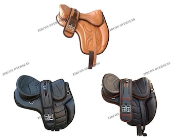 treeless freemax leather saddle leather freemax softy handmade saddle all sizes 10 to 19 inch with horse girth  2.0