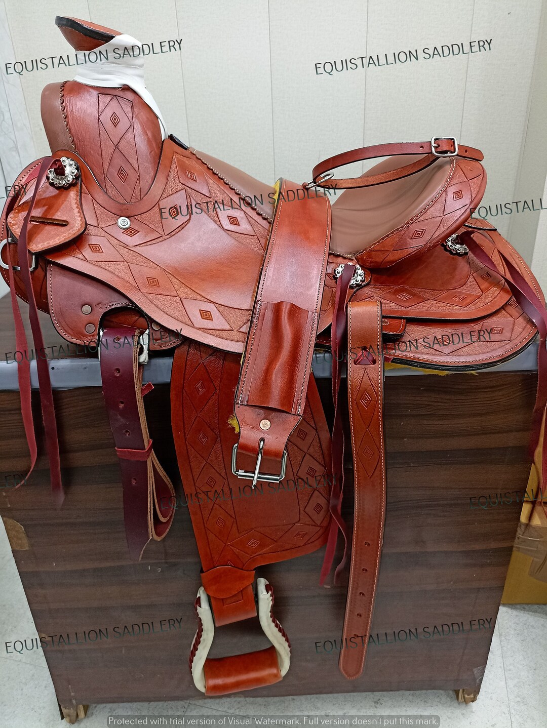 Wade Tree A Fourche Travail Cuir Western Horse Selle Sentier