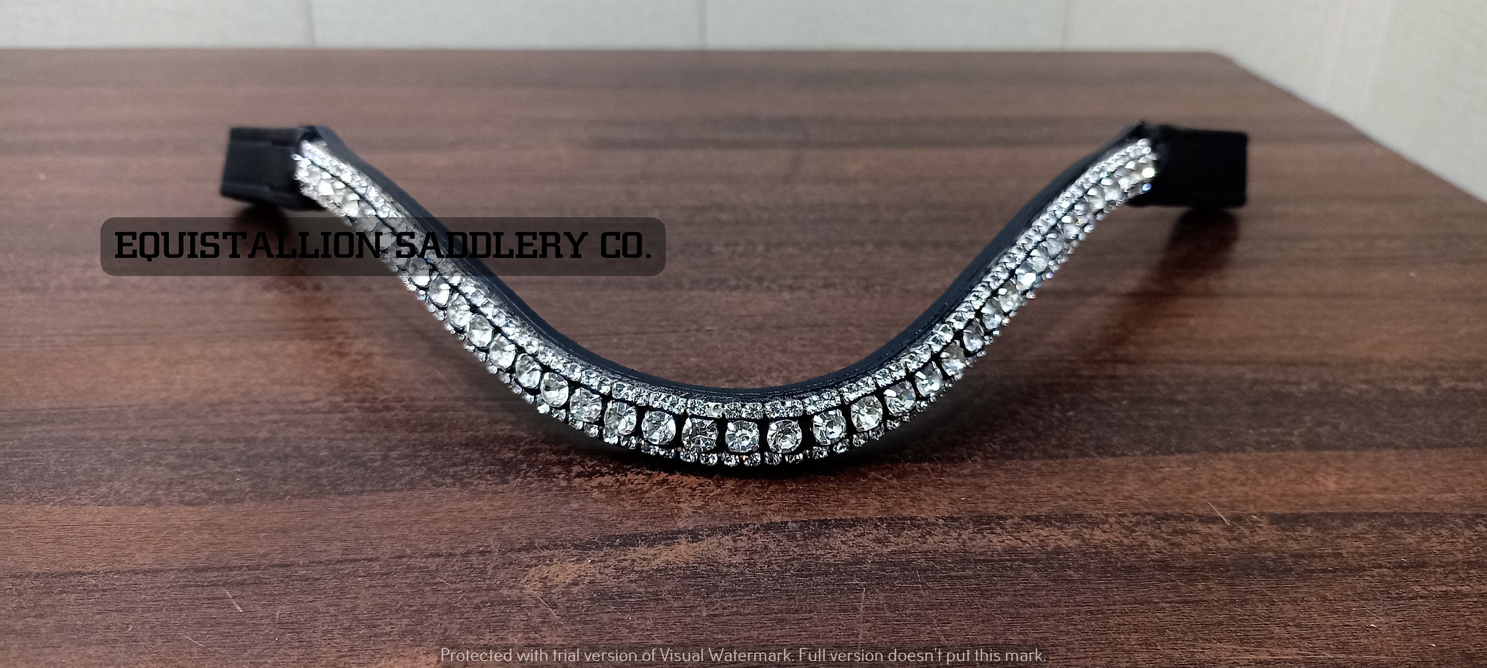 New finest quality crystal browband for horse riding bridles premium leather 3 row white beautiful chain by EQSUIATLLION