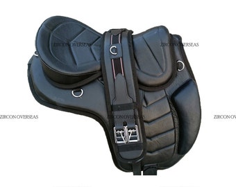 Equistallion new premium treeless freemax Horse Leather Black leather Softy Saddle 10 inch to 19 inch With Matching Girth