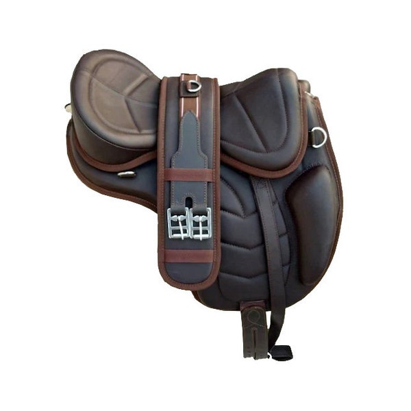 Silla de montar de cuero Freemax sin armazón, silla de montar de cuero Freemax Softy, todos los tamaños de 10 a 19 pulgadas.
