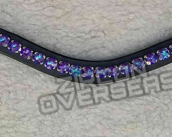 brow-band-bridles-new best quality premium browband leather browbands Premium Leather Brow band sapphire crysta  by Equistallion