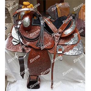 western saddle  Western Pleasure Cowhide Genuine Leather Silver Show Horse Riding Saddle Premium Leather Western Saddle