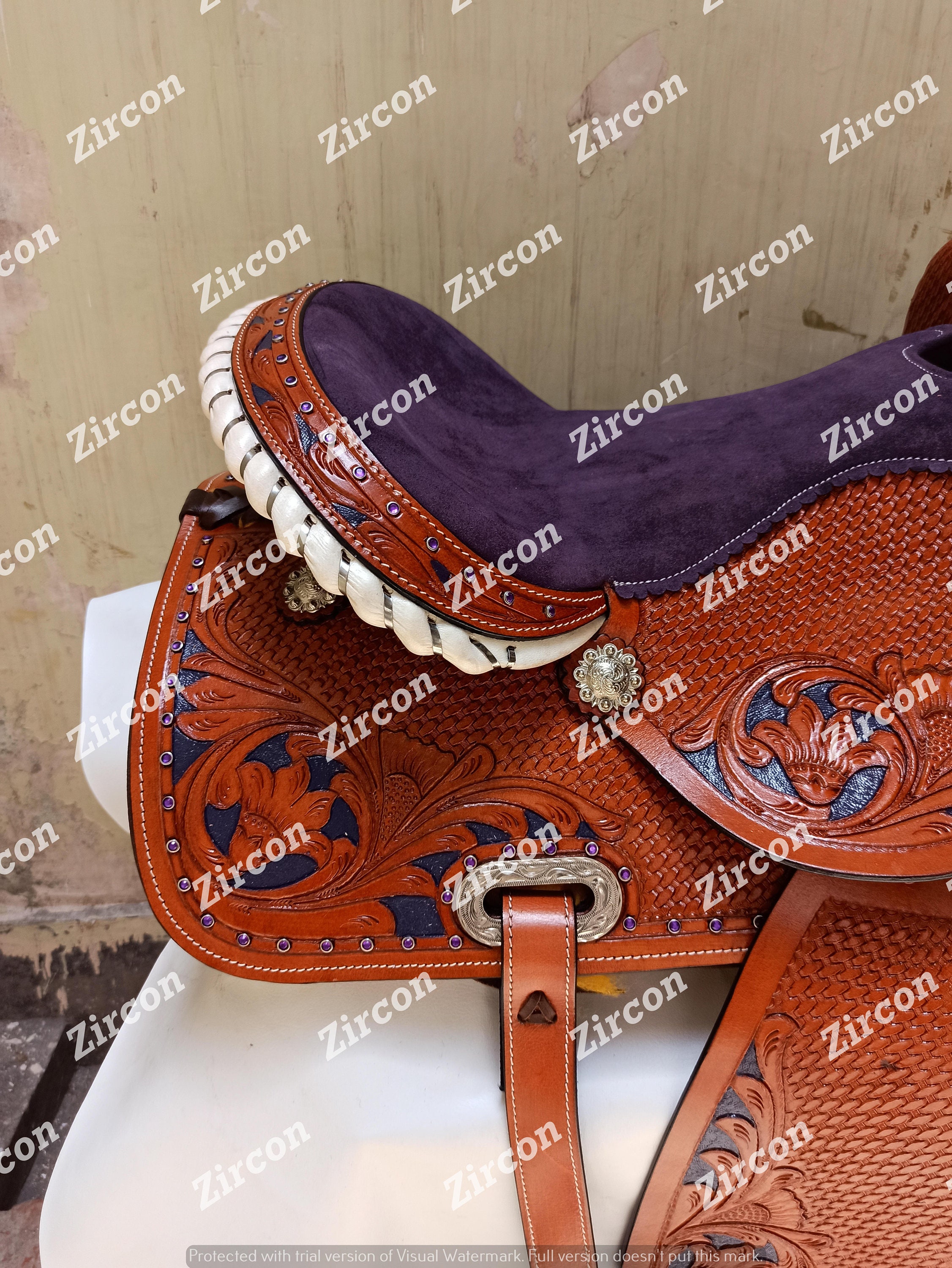 Selle Western Horse Back Cinch Flanc Arrière Sculpté À La Main F/Expédition