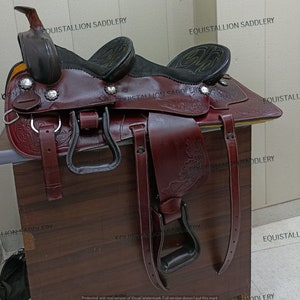 new leather western saddle double seat western saddle bunny brown color horse tack version 7.0 all size
