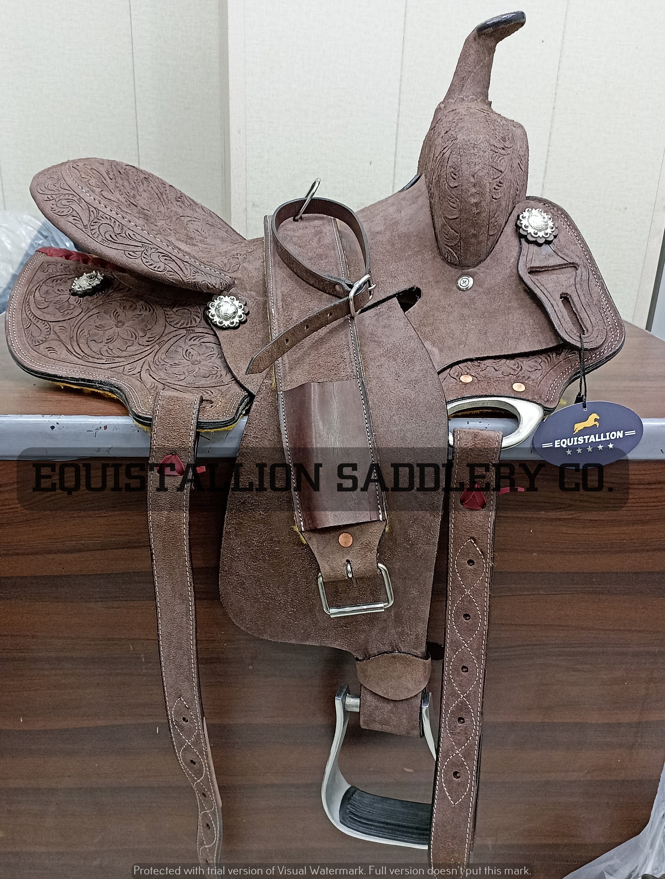 Stivali Da Sella Western In Pelle – Cinghie Per Speroni Intagliate A Mano | Made In India Per Cavallo