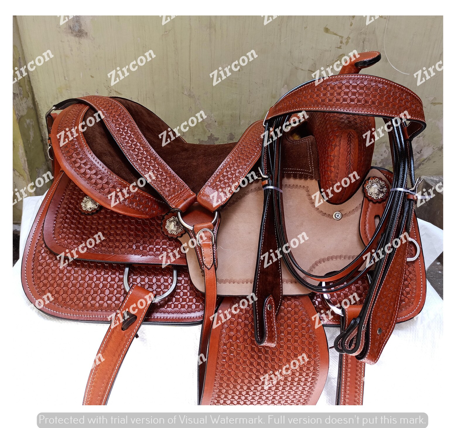 Horse Western saddle 33 with matching Headstall & Breastplate Etsy