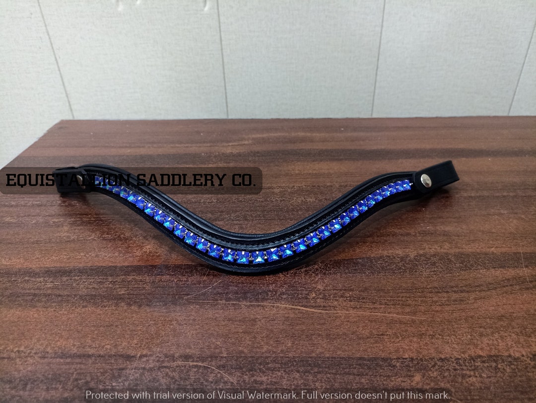 Frontail Pailleté Cristal Pour Cheval – Bride En Cuir Noir (neuf)