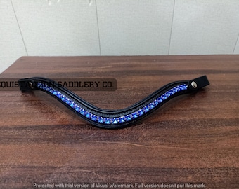 finest quality crystal browband horse riding leather English bridles sapphire blue beautiful chain with easy fixing buttons by EQUISTALLION
