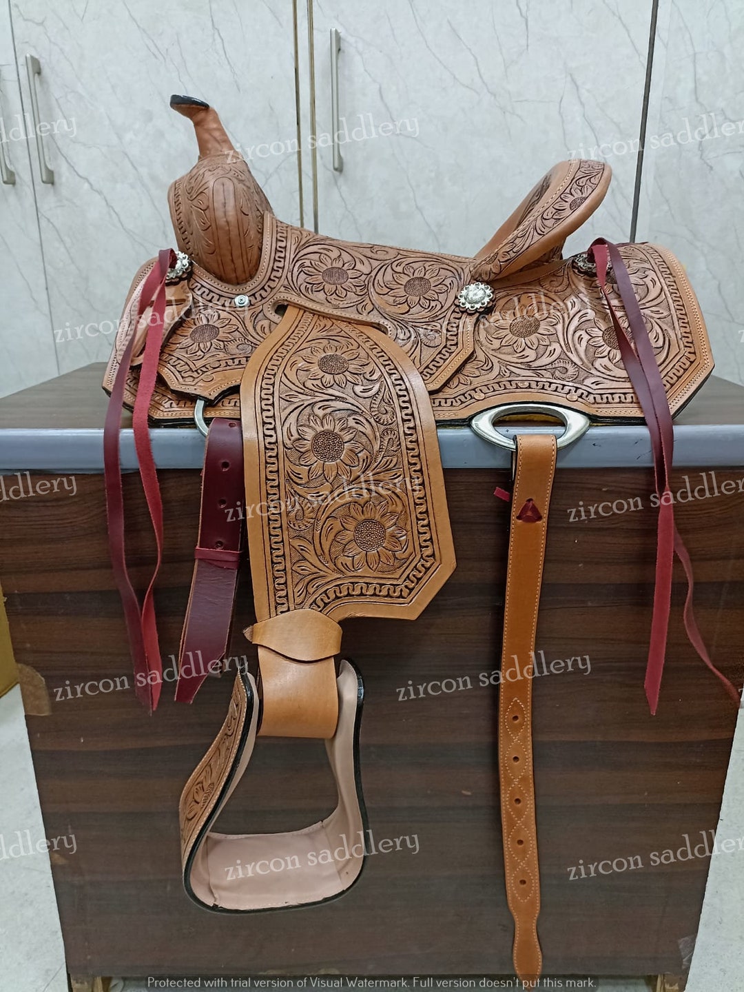 Selle de coupe de ranch WILDRACE Western en cuir naturel