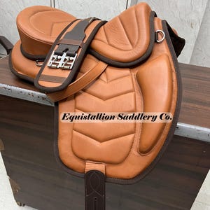 leather freemax horse saddle english softy saddle with matching girth tan color all sizes available