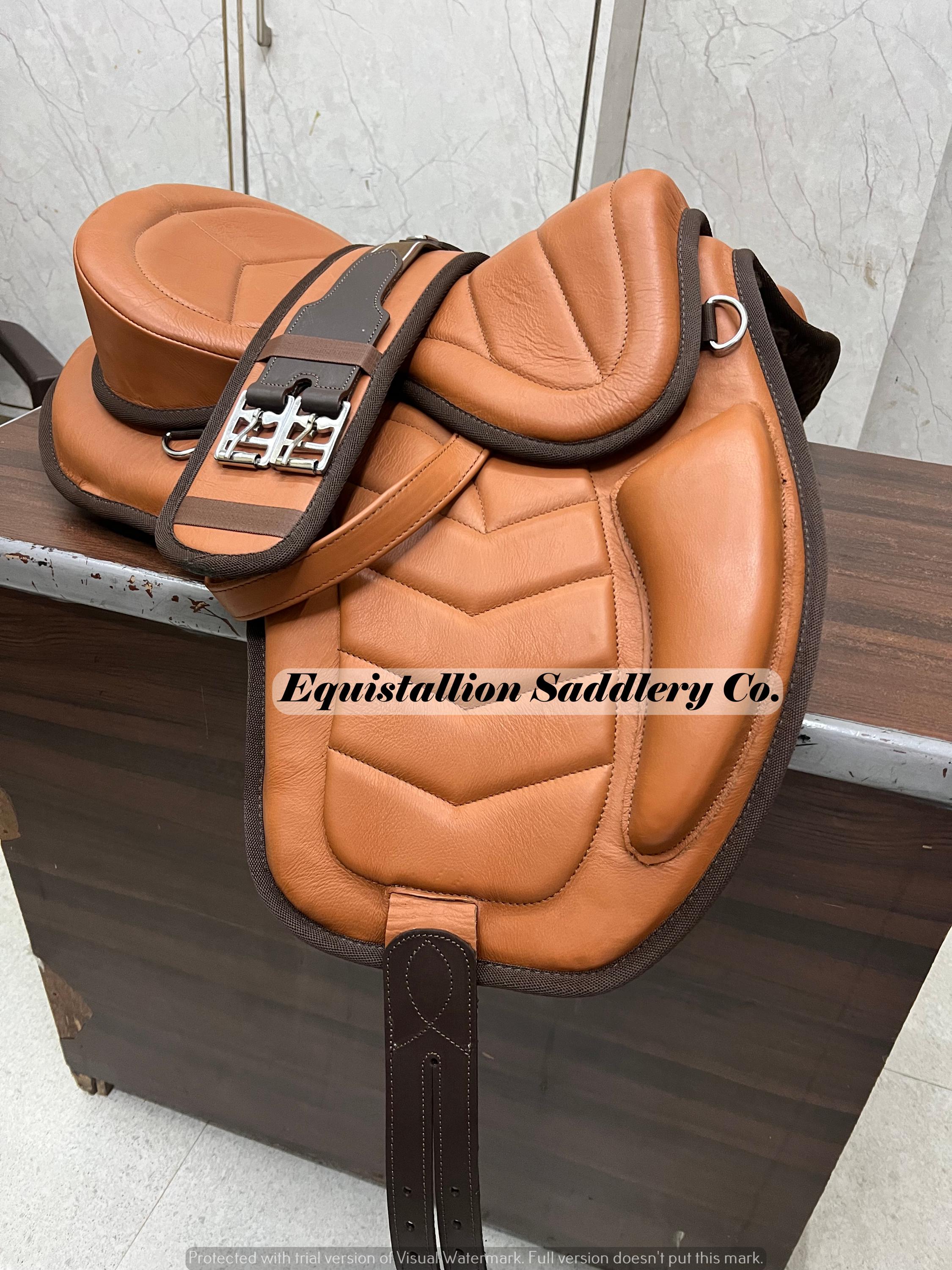 leather freemax horse saddle english softy saddle with matching girth tan color all sizes available