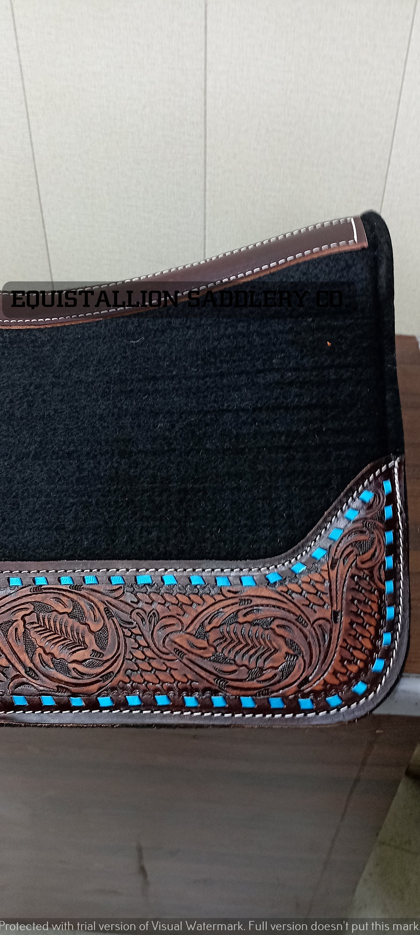 Handmade western show saddle pad for horse on base color black/blue/tan/brown/white/rose red/teal/char coal high quality /grey/dark blue/green/pink/corel