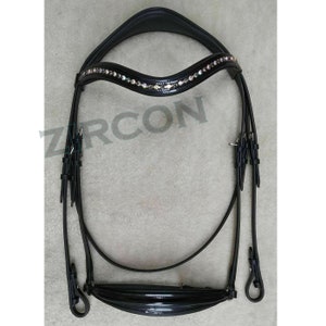 Adams-Tack r Crocodile Patent Leather Bridle With 8mm Crystal Browband 