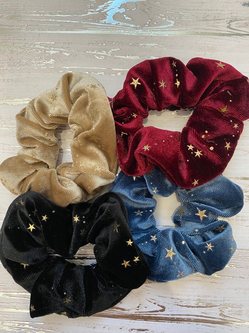 Gold Star Velvet Scrunchies