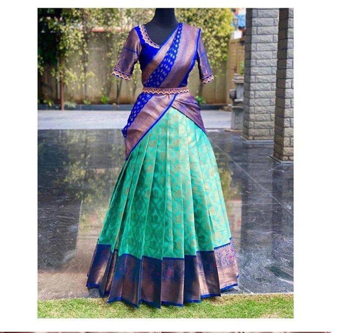 Designer New Kanjivaram Silk Half Saree Lehenga Zari Weaving - Etsy