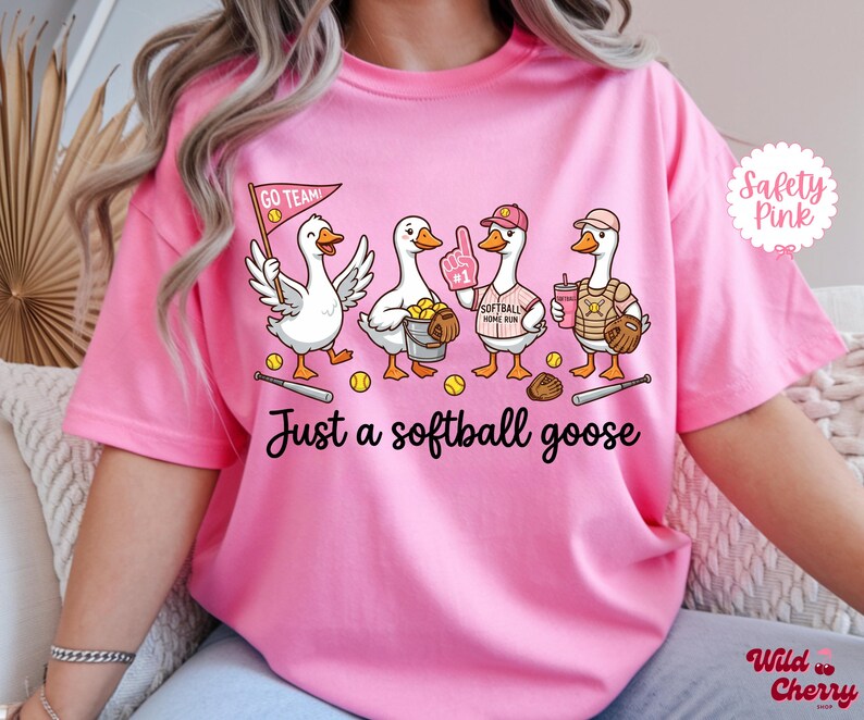 Funny Softball Goose Shirt, Softball Mom Shirt, Just a Softball Goose Tee, Cute Softball Shirt, Softball Game Day Shirt, Softball Fan Gift image 6