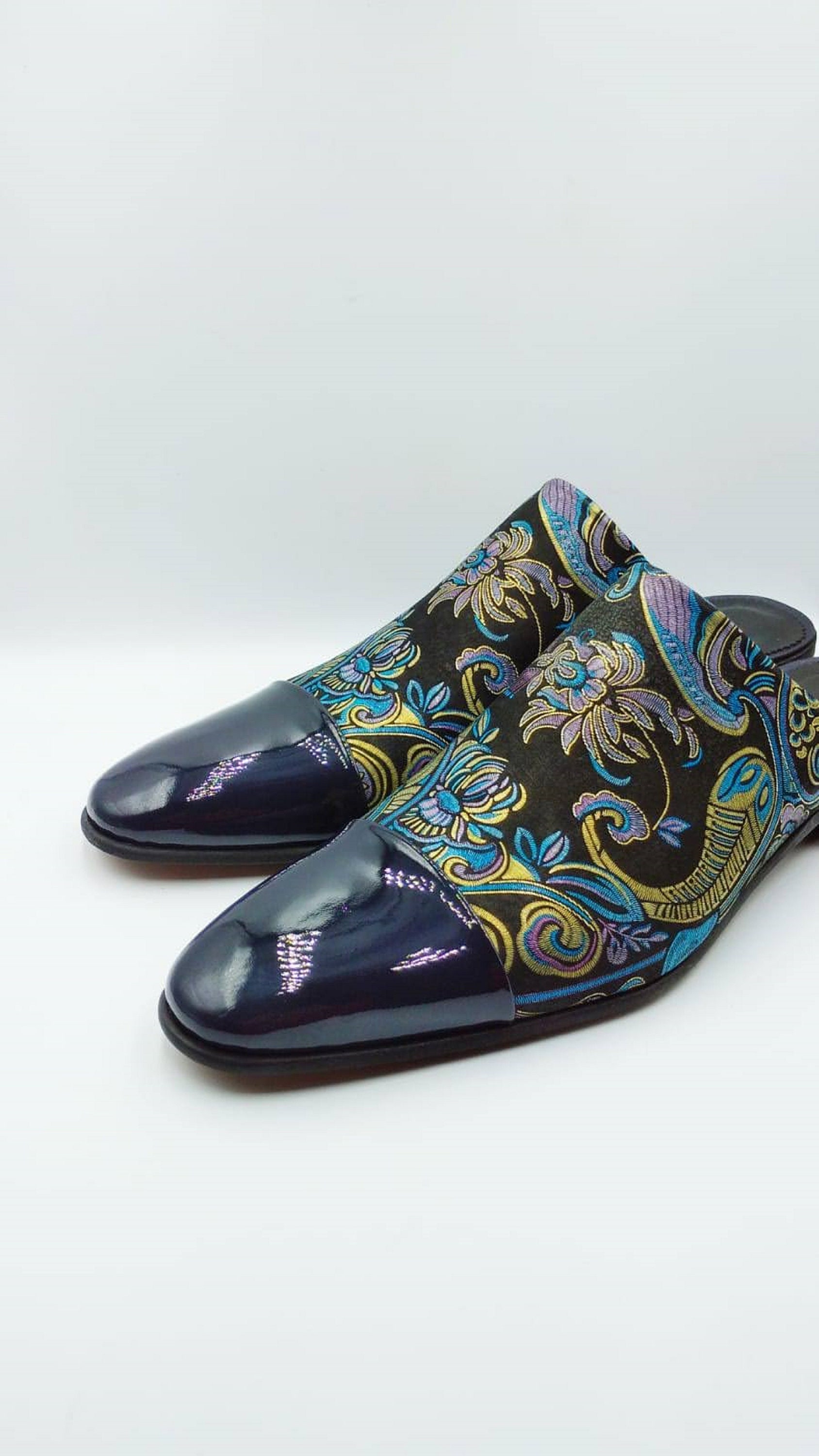 mens navy blue slippers