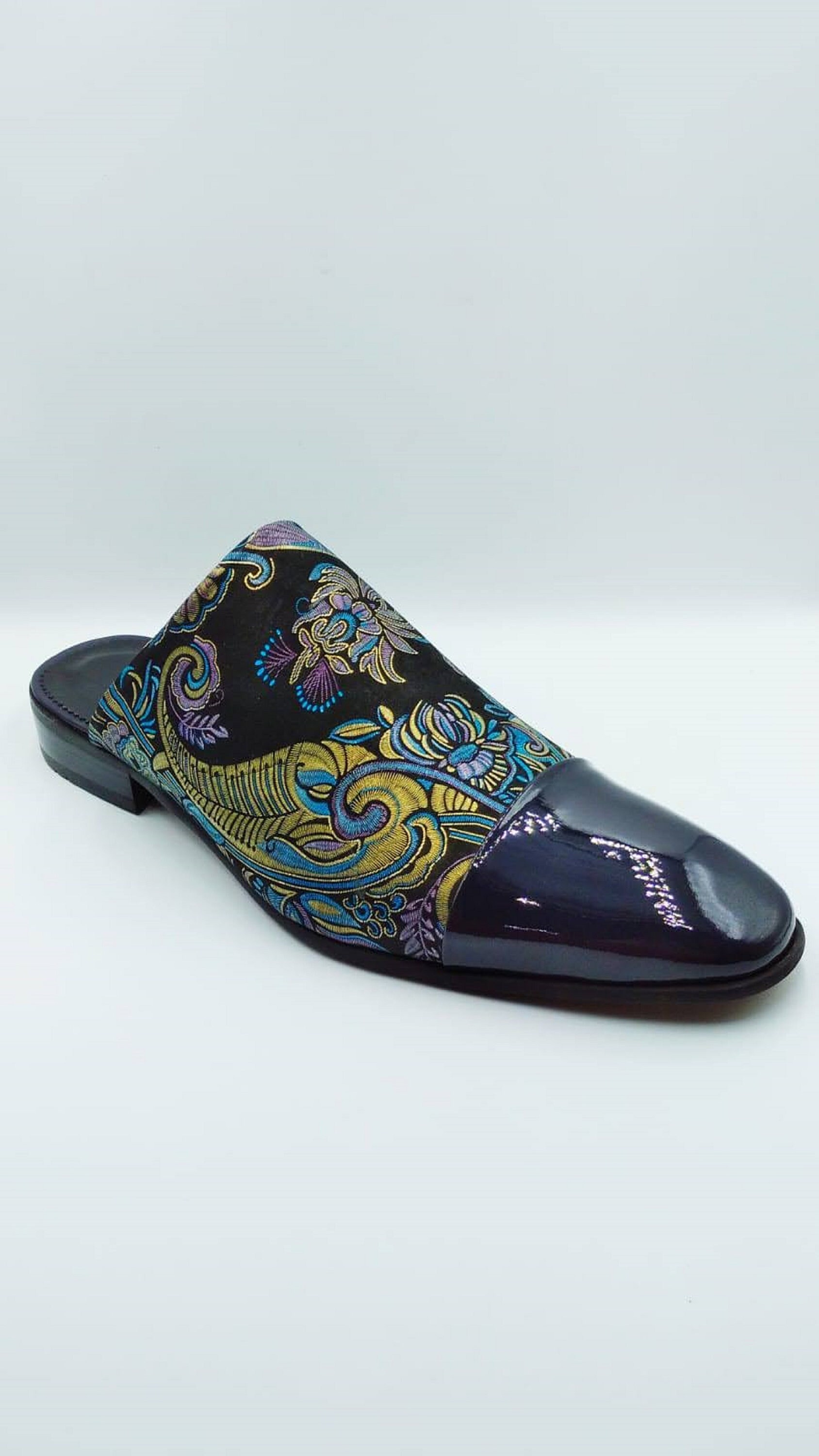 mens navy blue slippers