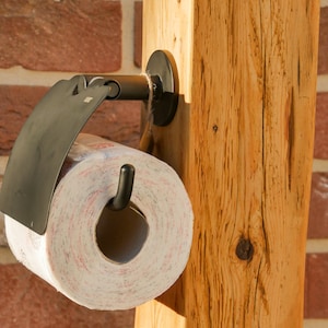 Toilet paper holder old wood beams upcycling half-timbered beams