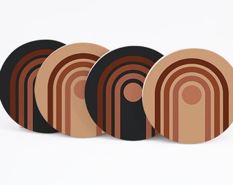 Ceramic Coaster Set of 4 Modern Minimalist Design 2; Retro Design