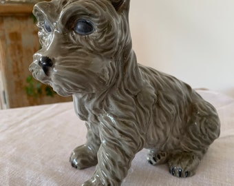 vintage Dog figurine collectable hand painted ceramic stamped